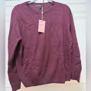 Quince Mongolian Cashmere Burgundy Crewneck Sweater